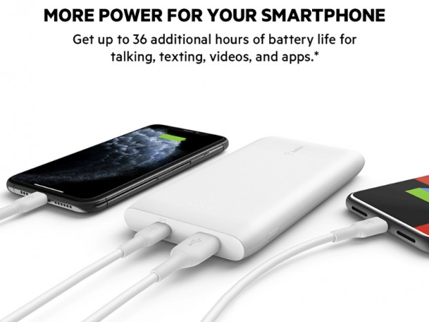 2台のデバイスを同時に充電できる最大出力18Wのモバイルバッテリがベルキンから
