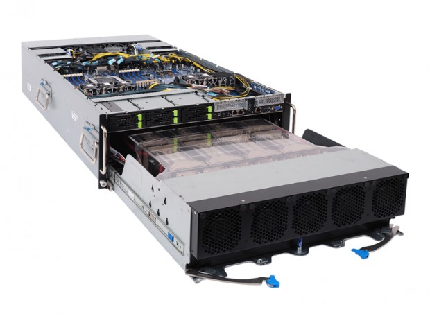 NVIDIA HGX A100を8基搭載できる2層チャンバ構造の4UサーバーがGIGABYTEから