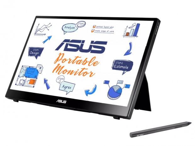 4,096段階の筆圧感知ペンが付属する14型モバイル液晶、ASUS「ZenScreen Ink MB14AHD」