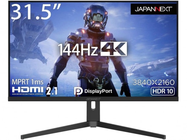 JAPANNEXT、HDMI2.1を搭載した31.5型4K/144Hzゲーミング液晶を税込約11万円で発売