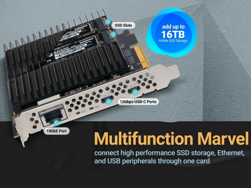 10G LAN、M.2、USB Type-Cをまとめて増設できる拡張カード、Sonnet