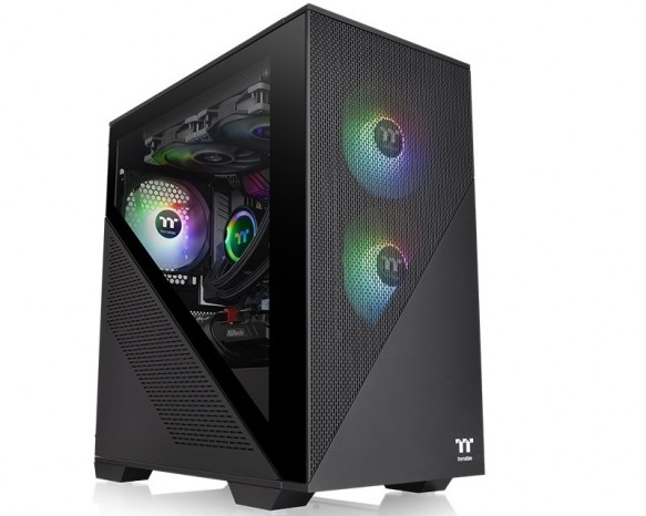 斜めカットデザインのミニタワーPCケース、Thermaltake「Divider 170 TG ARGB Micro」