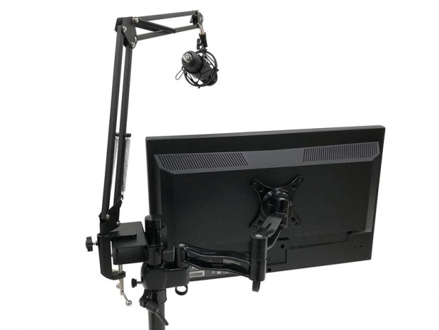 長尾製作所、マイクアームをポール＆VESA固定できる「マイクアーム用