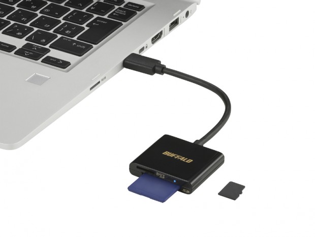 USB3.2 Type-C接続のSD/microSDカードリーダ、バッファロー「BSCR110U3C」シリーズ