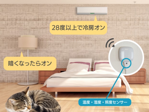 温度・湿度・明るさに合わせて家電を操作できる「+Style マルチリモコン」