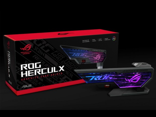 ASUS ROG、Aura Sync対応のVGAホルダー「ROG HERCULX GRAPHICS CARD HOLDER」発売