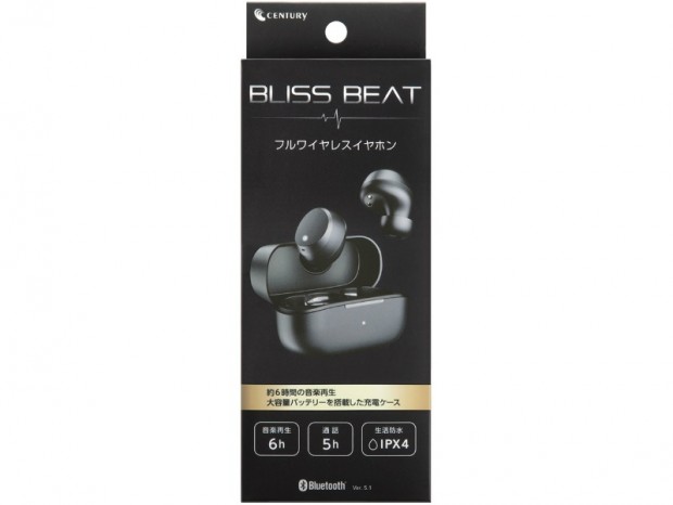 連続6時間駆動の完全ワイヤレスイヤホン、センチュリー「BLISS BEAT」