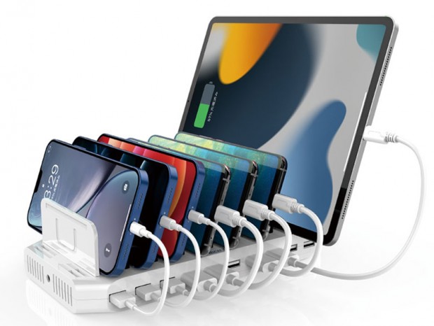 スマホ&タブレットが10台同時充電できる、ラトックシステム「USB 充電ステーション10ポート」