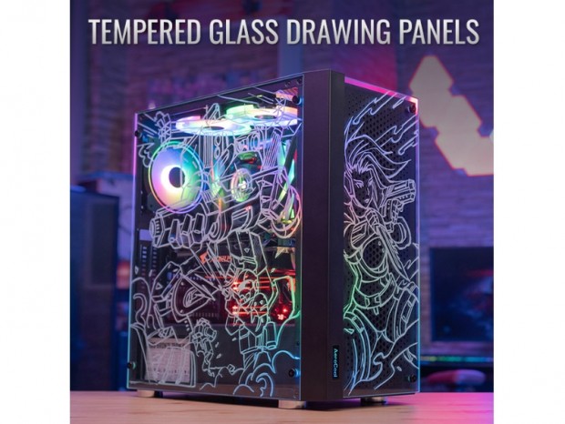 好みのイラストが描ける強化ガラス採用ミドルタワー、Aerocool「Skribble」