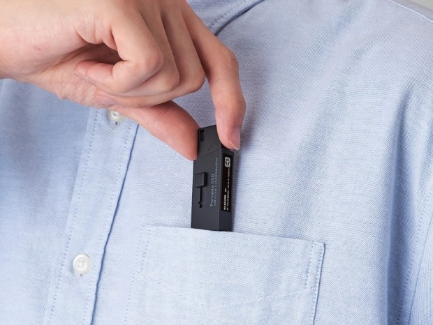 最高転送速度600MB/sのスライド式スティック型SSD、エレコム「ESD-EHL」シリーズ