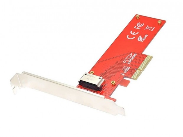 E1.SフォームファクタのSSDをPCI Expressにする変換アダプタがSintechから