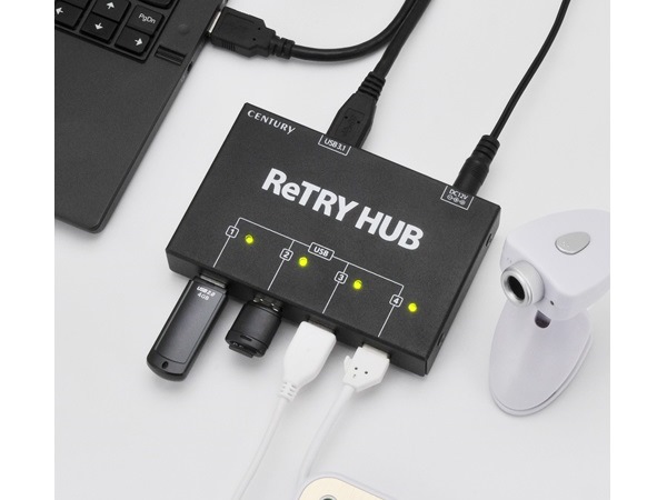 認識されなくなったUSB機器を自動的に再接続できるUSBハブ、センチュリー「ReTRY HUB V2」