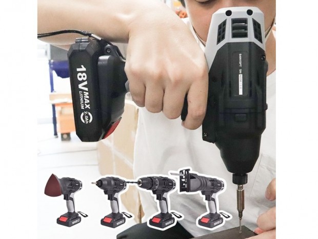 穴あけ、切断、研磨、ねじ止めが1つでできる「DIY充電式電動マルチツール」がサンコーから