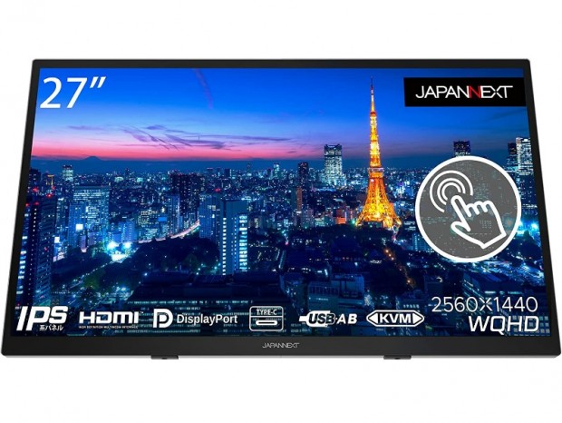 10点マルチタッチ対応の27型WQHD IPS液晶ディスプレイがJAPANNEXTから