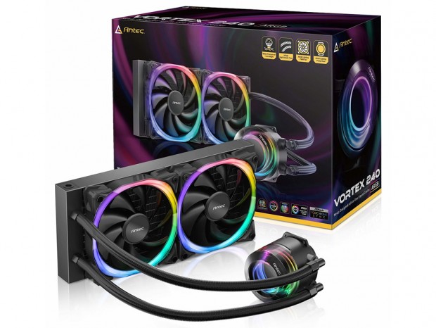 渦モチーフのポンプヘッド採用AIO水冷、Antec「Vortex ARGB」シリーズ発売