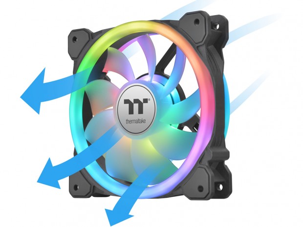 エアフロー方向が変更できるARGBファン、Thermaltake「SWAFAN RGB」16日発売