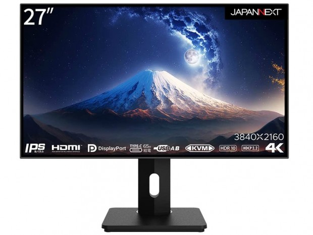 JAPANNEXT、USB Type-C給電対応の27型フレームレス4K液晶ディスプレイ発売