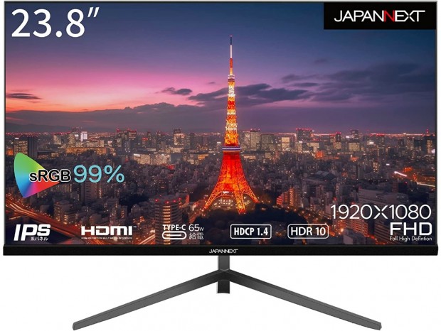 65W給電対応のUSB Type-Cポートを搭載した23.8型フルHD IPS液晶がJAPANNEXTから