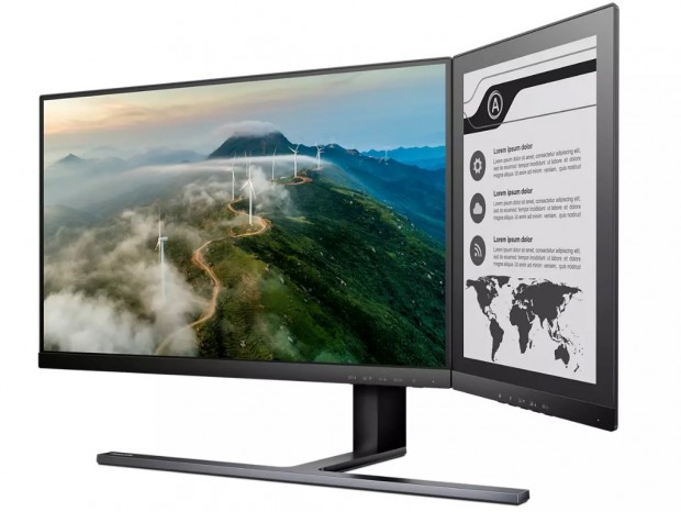 23.8型IPSと13.3型電子ペーパーが一体化したデュアルディスプレイ