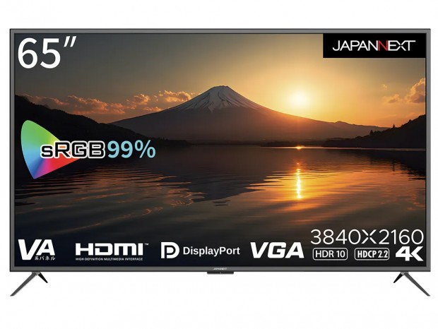 税込12万円台の65型4K液晶ディスプレイ「JN-V6500UHDR-N」がJAPANNEXTから