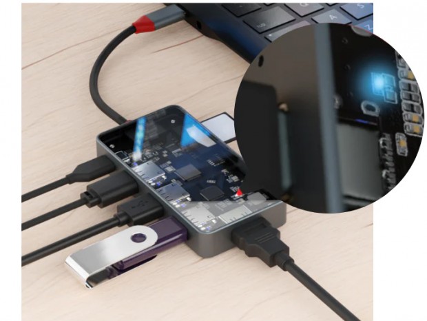 基板が見えるシースルー構造のUSB Type-Cマルチドック、エアリア「SEE-THROUGH4」