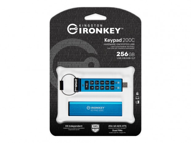 USB Type-C接続のキーパッド搭載セキュアUSBメモリ、Kingston「IronKey Keypad 200C」
