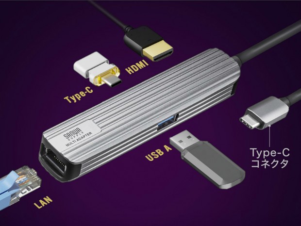 4K対応のHDMIとギガビットLANを搭載したUSB Type-Cドックがサンワダイレクトから