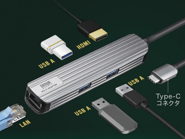 4K対応のHDMIとギガビットLANを搭載したUSB Type-Cドックがサンワダイレクトから