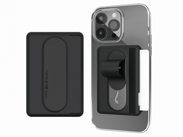 iPhoneに貼り付くMagSafe対応のカード収納＆グリップスタンド「Mag Card Grip」
