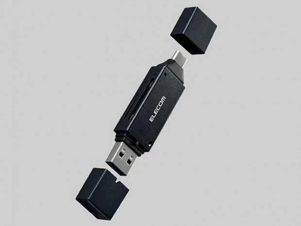 USB Type-CとUSB Type-Aポートを備えた直挿しタイプのカードリーダー