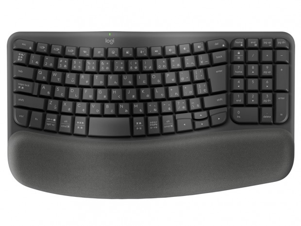 パームレスト一体形エルゴノミックキーボード、ロジクール「WAVE KEYS