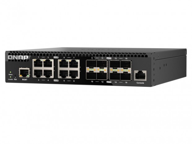 ハーフラックマウントサイズの16ポート10ギガビットL2スイッチがQNAP