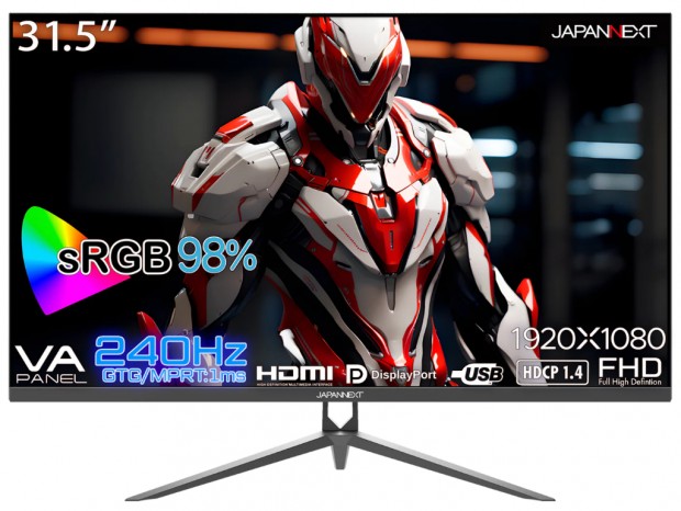 JAPANNEXT、240Hz対応の31.5型フルHDゲーミング液晶「JN-V315G240FHDR」など計3モデル
