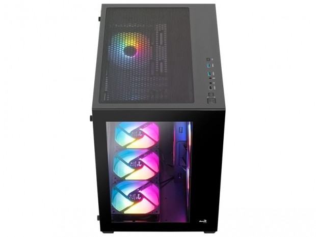 2面パノラマ強化ガラス仕様のミドルタワーPCケース、Aerocool「Dryft」
