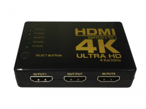 ゲオ、5台のHDMI機器を切り替えられるリモコン付き切替器を税込1,078円で発売