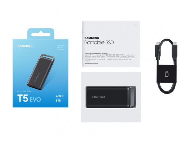 Samsung、最大8TBをラインナップするType-C接続のポータブルSSD「Portable SSD T5 EVO」