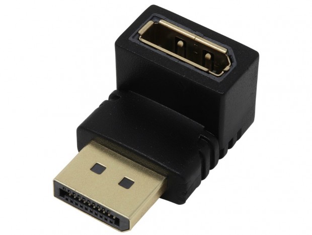 DisplayPortコネクタの向きを上下に変換するL字アングルアダプタがアイネックスから