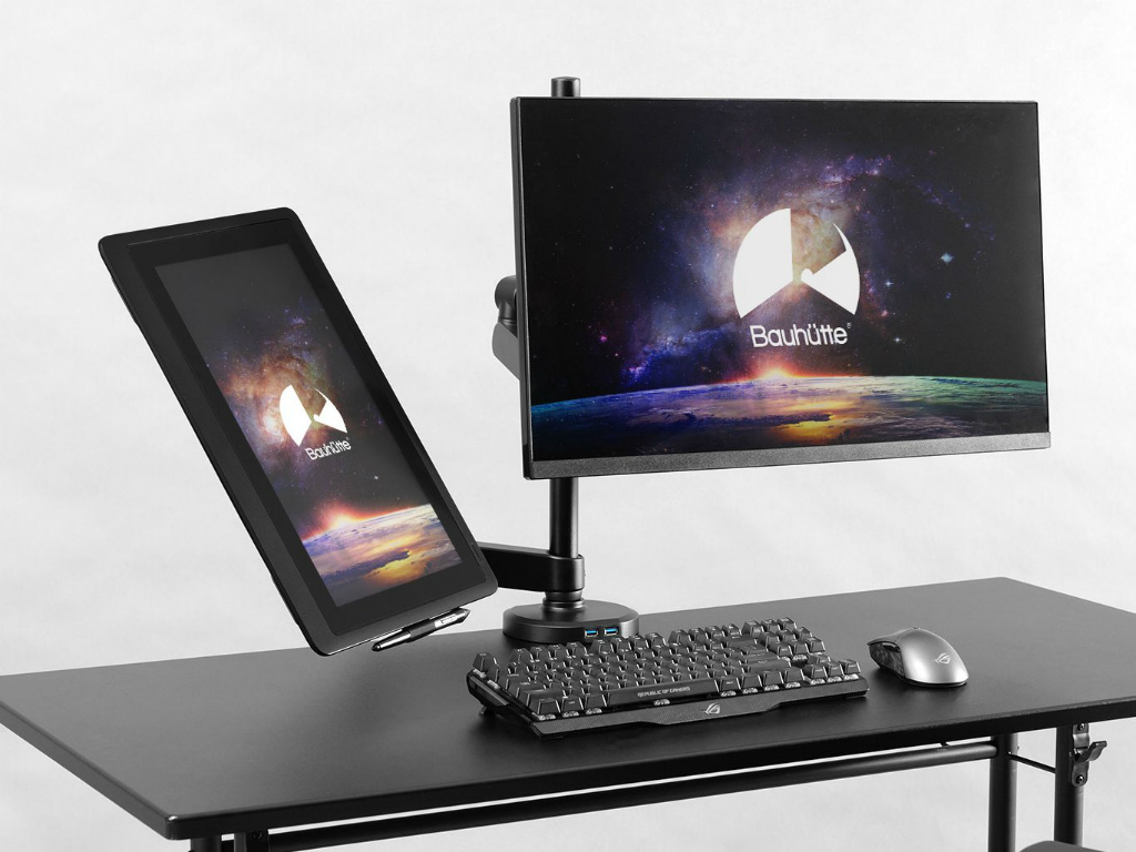 Bauhutte ロング モニターアーム GS 上下デュアル Amazon.co.jp: Bauhutte (バウヒュッテ) ロング モニターアーム