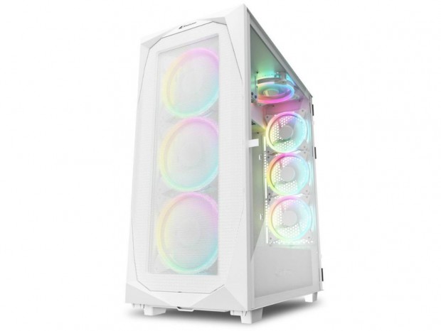 7基のARGBファンを搭載する90°回転レイアウトPCケース、SHARKOON「REV 300」に新色ホワイト追加