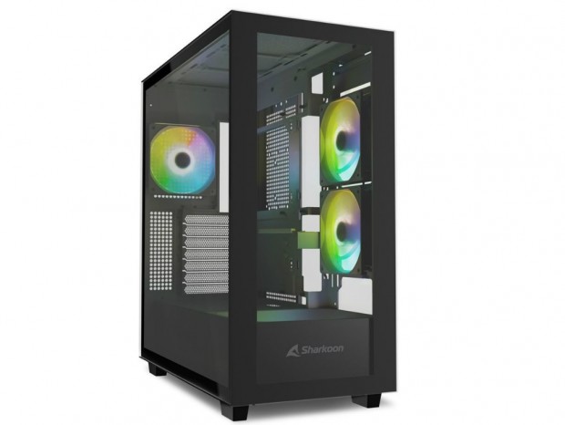 VGA冷却用ボトムファン搭載の2面強化ガラスミドルタワー、SHARKOON「REBEL C60 RGB」