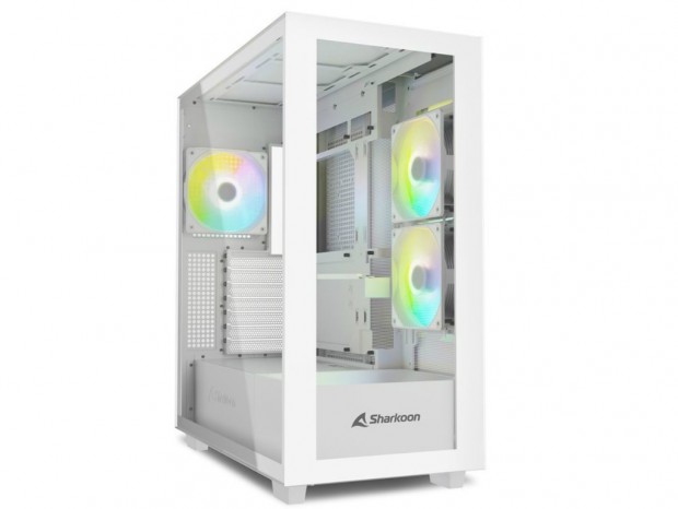 VGA冷却用ボトムファン搭載の2面強化ガラスミドルタワー、SHARKOON「REBEL C60 RGB」