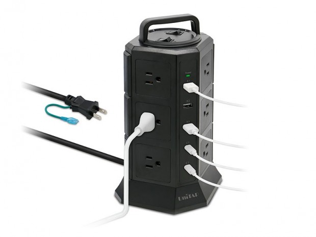 PD65W対応のUSB Type-A/Cポートを搭載するタワー型OAタップがプリンストンから