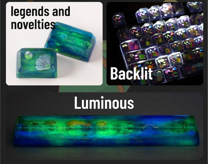 113 Keys Transparent Luminous Resin Artisan Keycaps Set