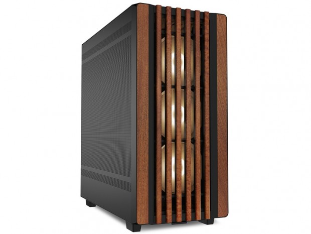 ウッドデザインのフロントフェイスを採用するミドルタワー、SHARKOON「REBEL C70 RGB」