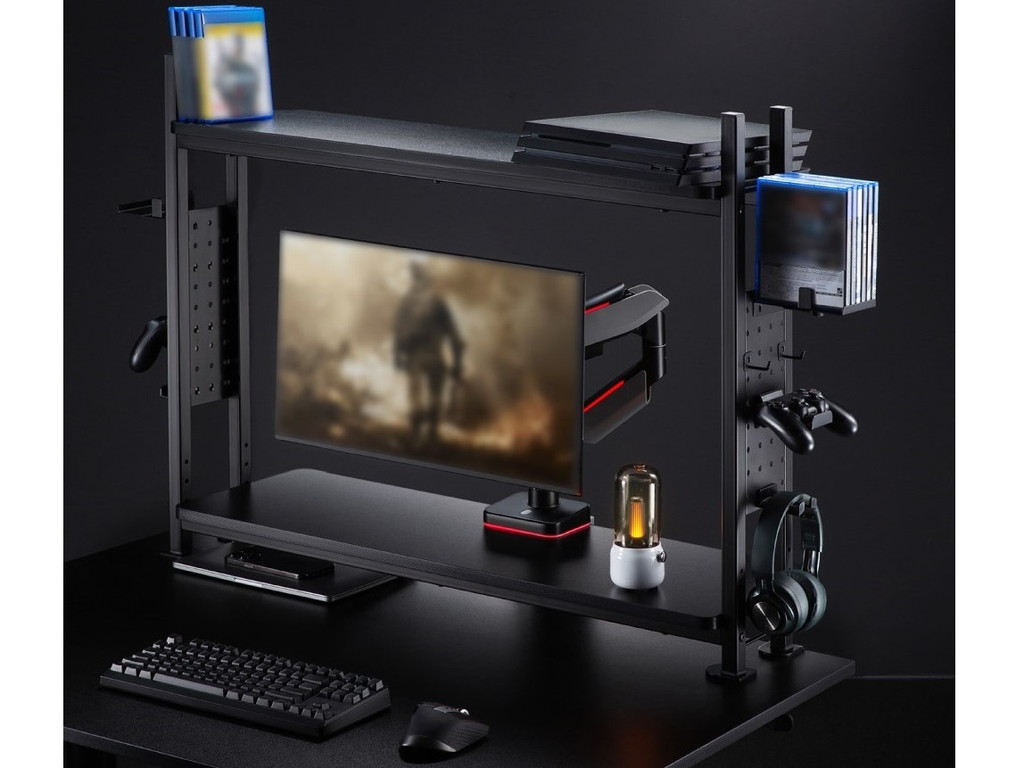 サンコー、モニターアームも固定可能な有孔ボード付きラック「デスクEX