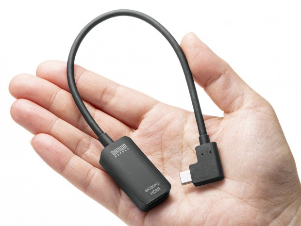 USB Type-CをHDMIに変換するL字型アダプタがサンワサプライから