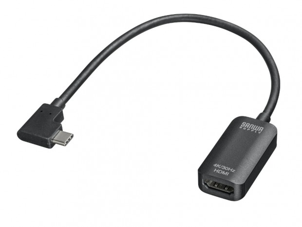 USB Type-CをHDMIに変換するL字型アダプタがサンワサプライから