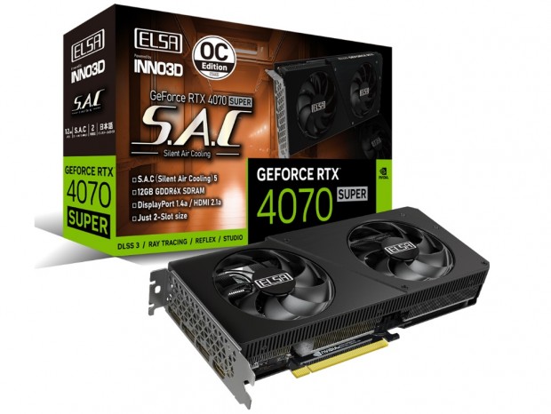 ELSA、オーバークロック仕様の2スロット厚GeForce RTX 4070 Ti SUPER/4070 SUPER発売