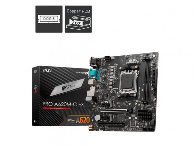 PCIスロットを搭載するRyzen 8000/7000対応マザーボード、MSI「PRO A620M-C EX」