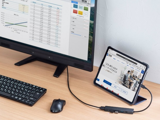 iPadOSでも使えるHDMI出力搭載USB Type-Cハブがサンワサプライから